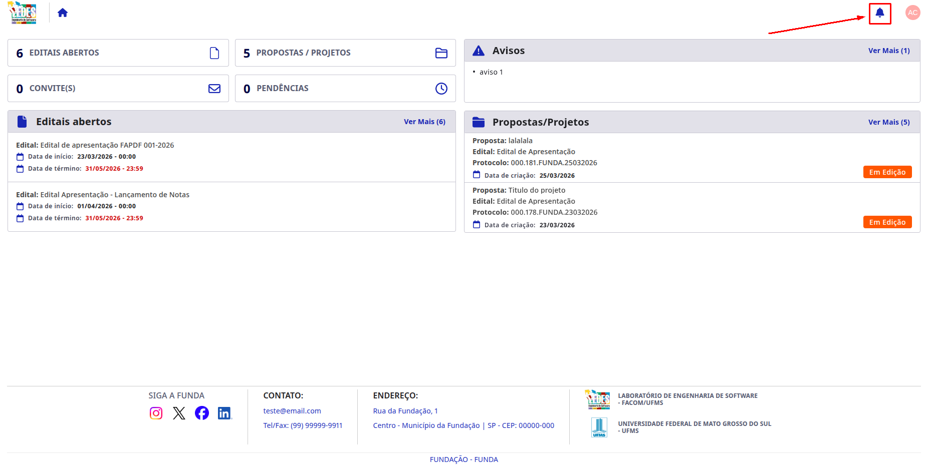 Notificação de convite