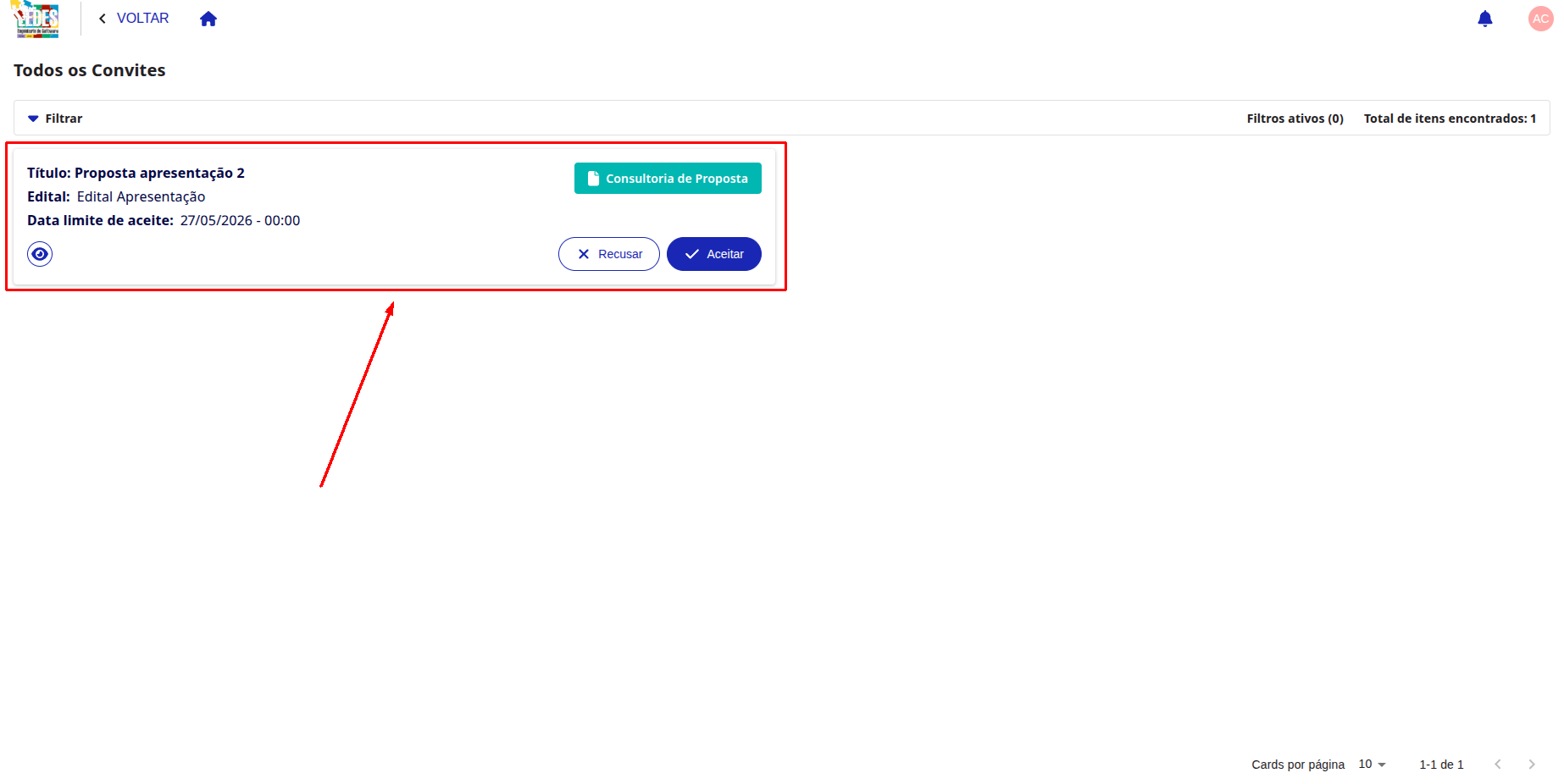 Lista de convites
