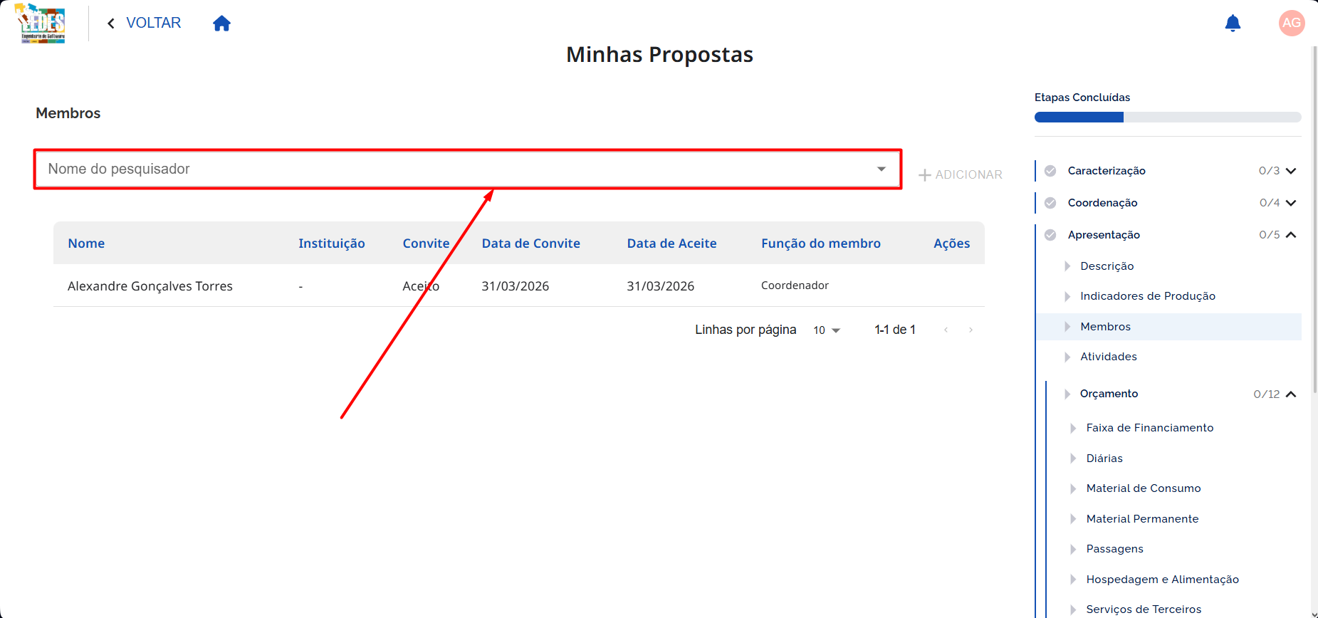 Nome do pesquisaro
