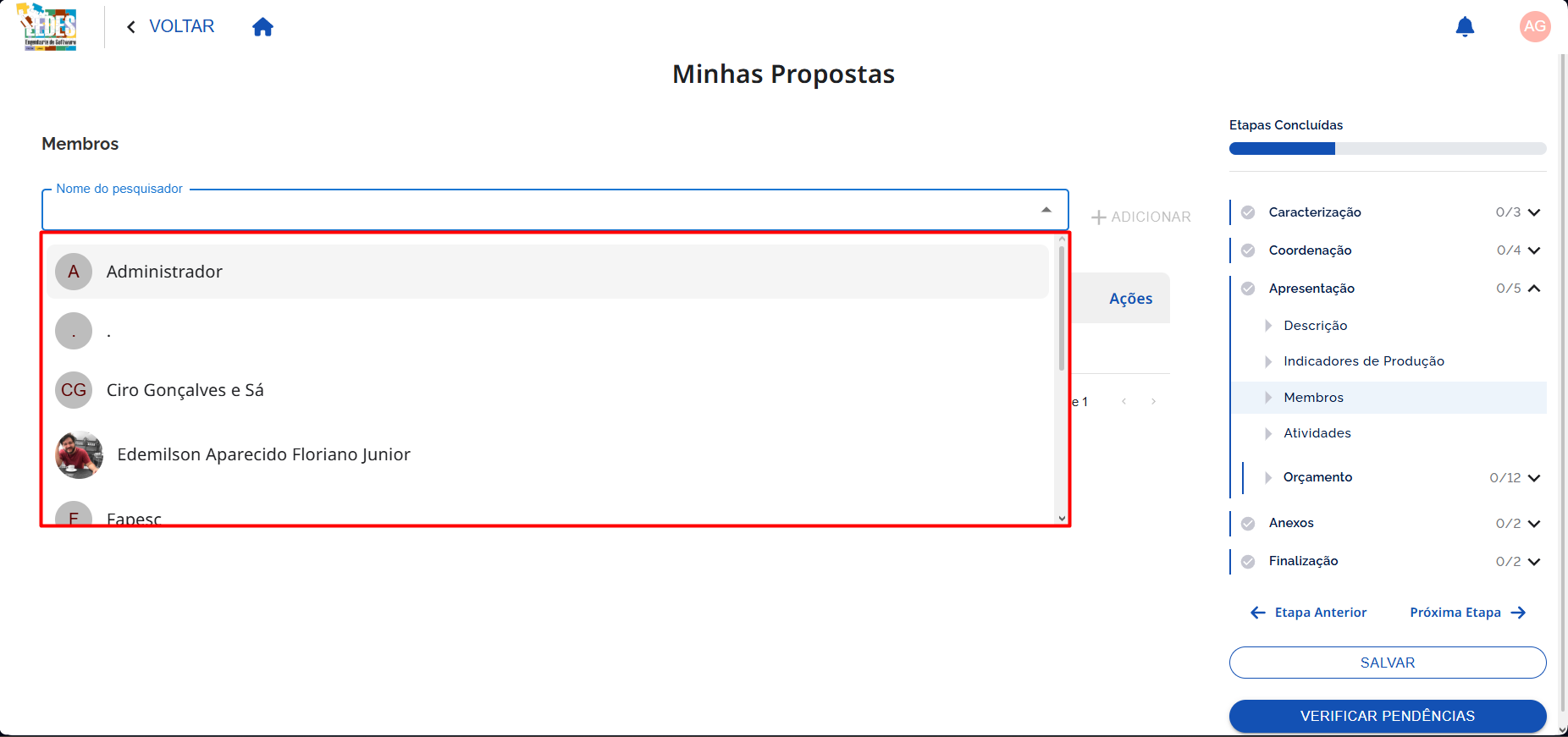 Pesquisar membro