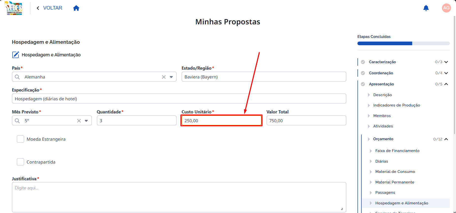 Preencher Custo Unitário