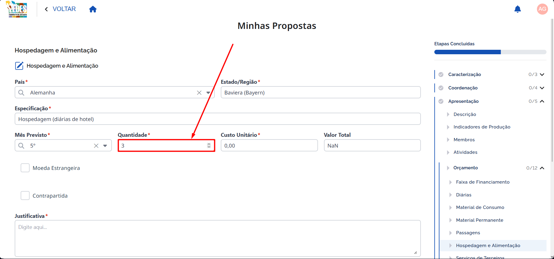 Preencher Quantidade