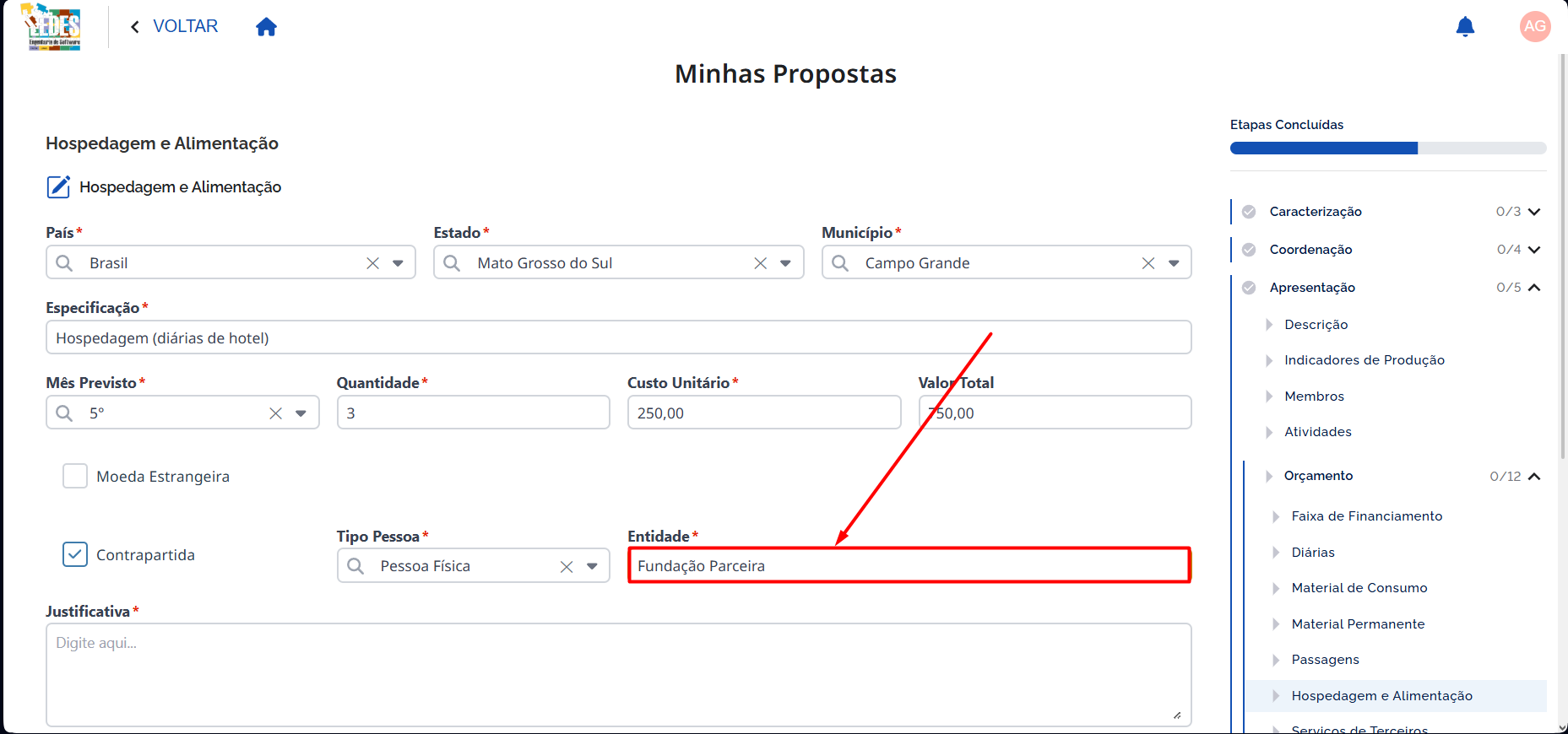 Preencher Entidade