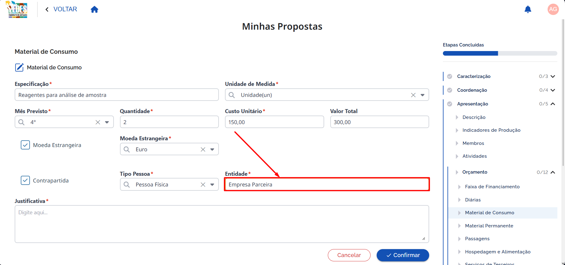 Preencher Entidade