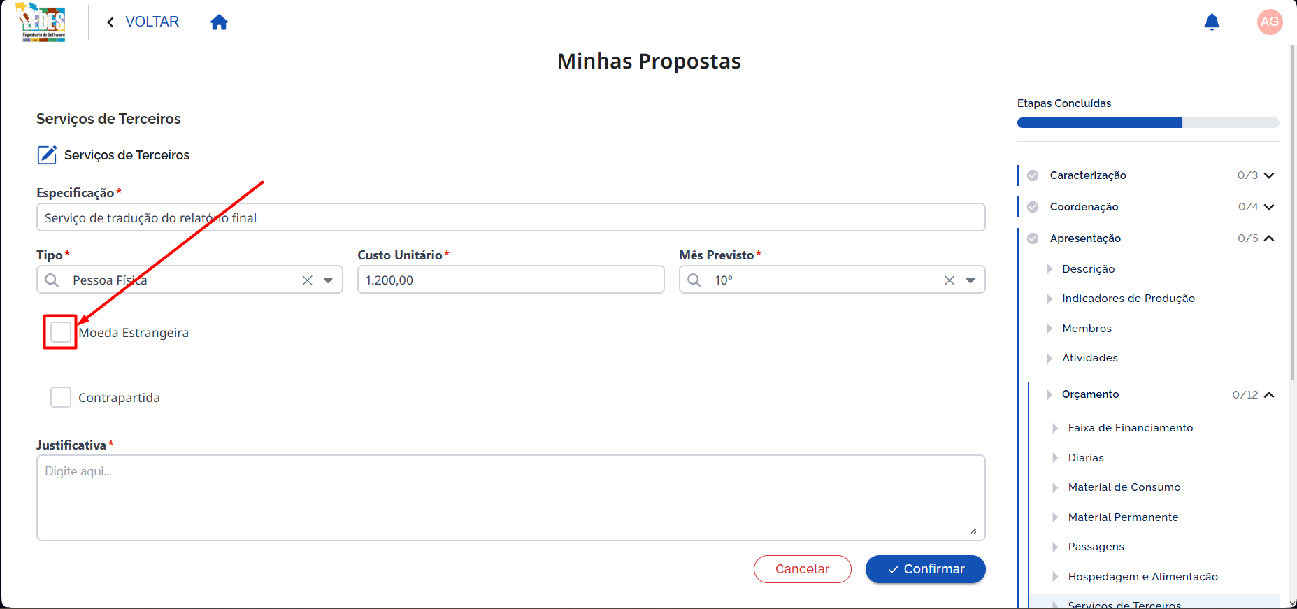 Marcar Moeda Estrangeira