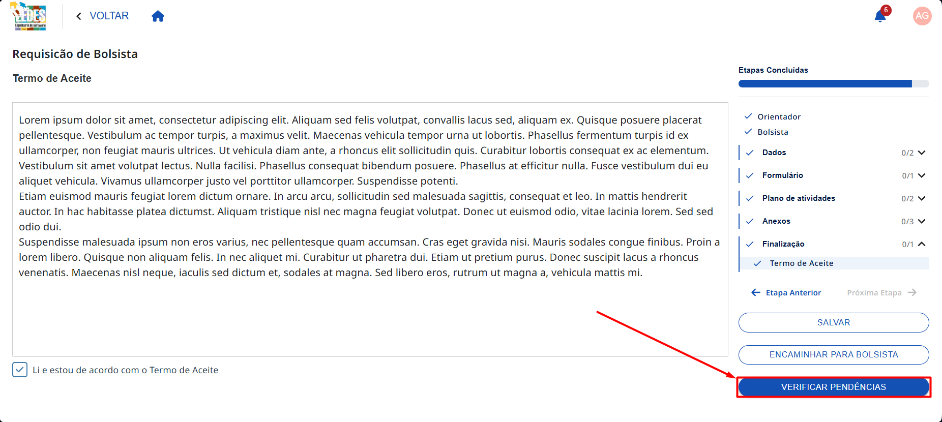 Verificar Pendências Retorno