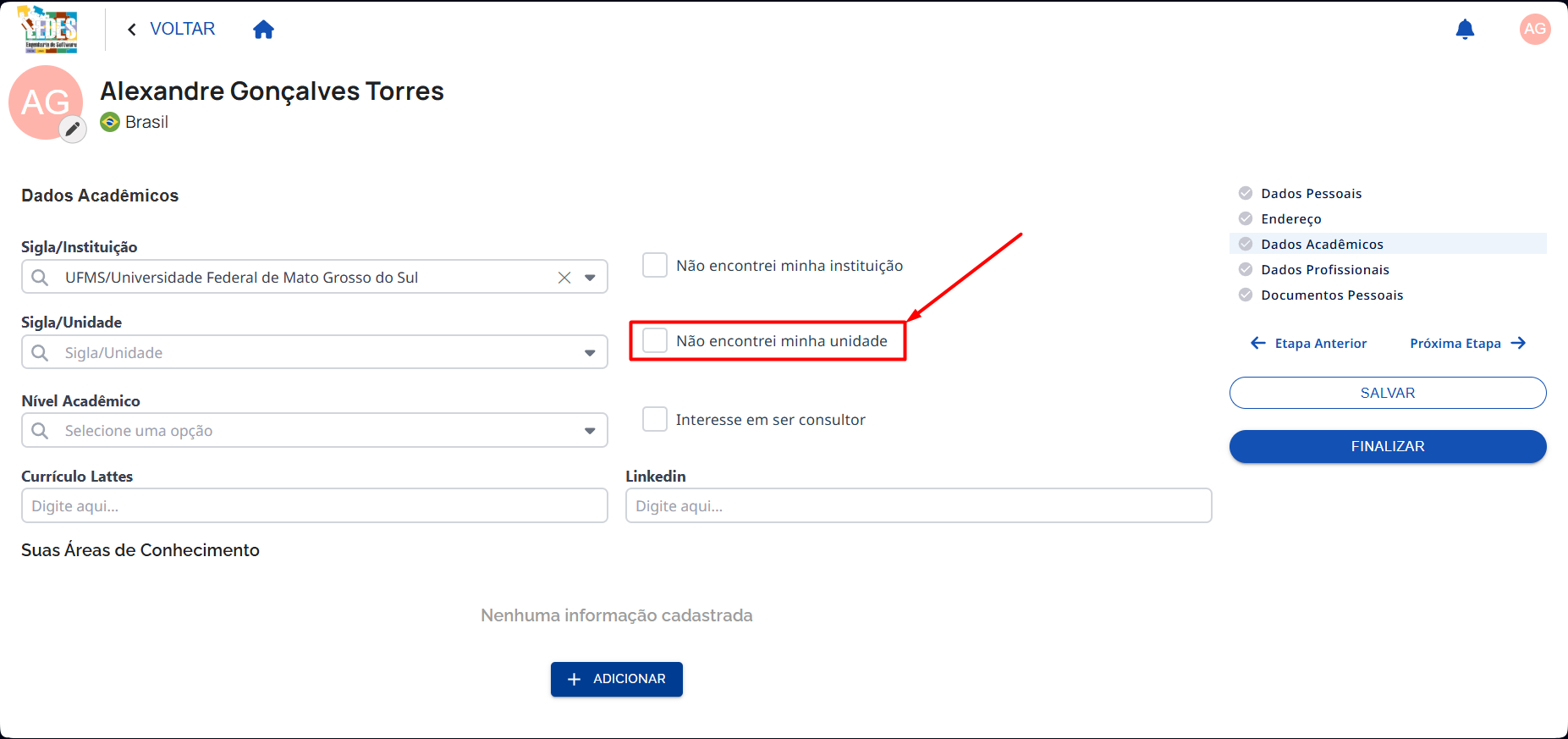 Unidade não encontrada