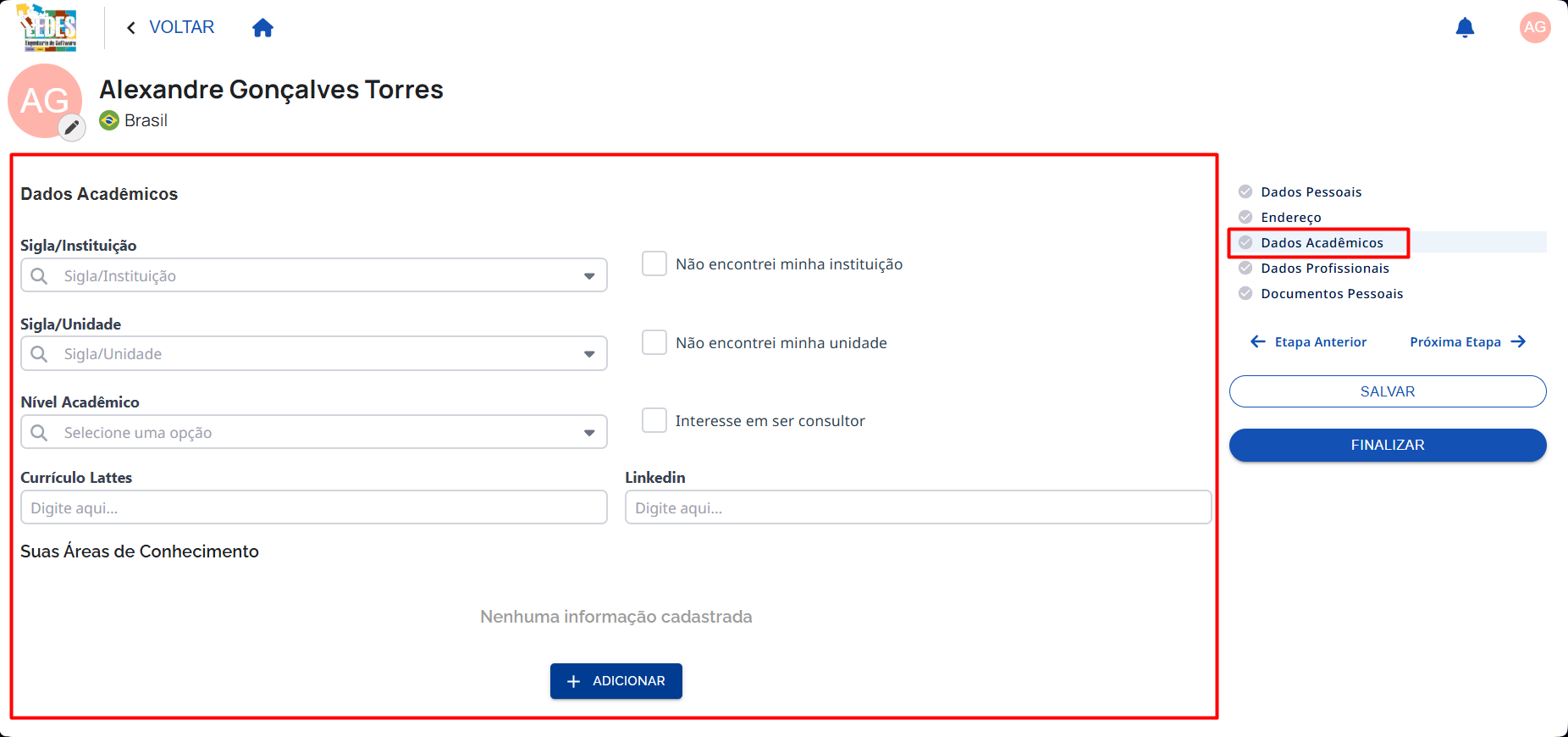 Dados acadêmicos