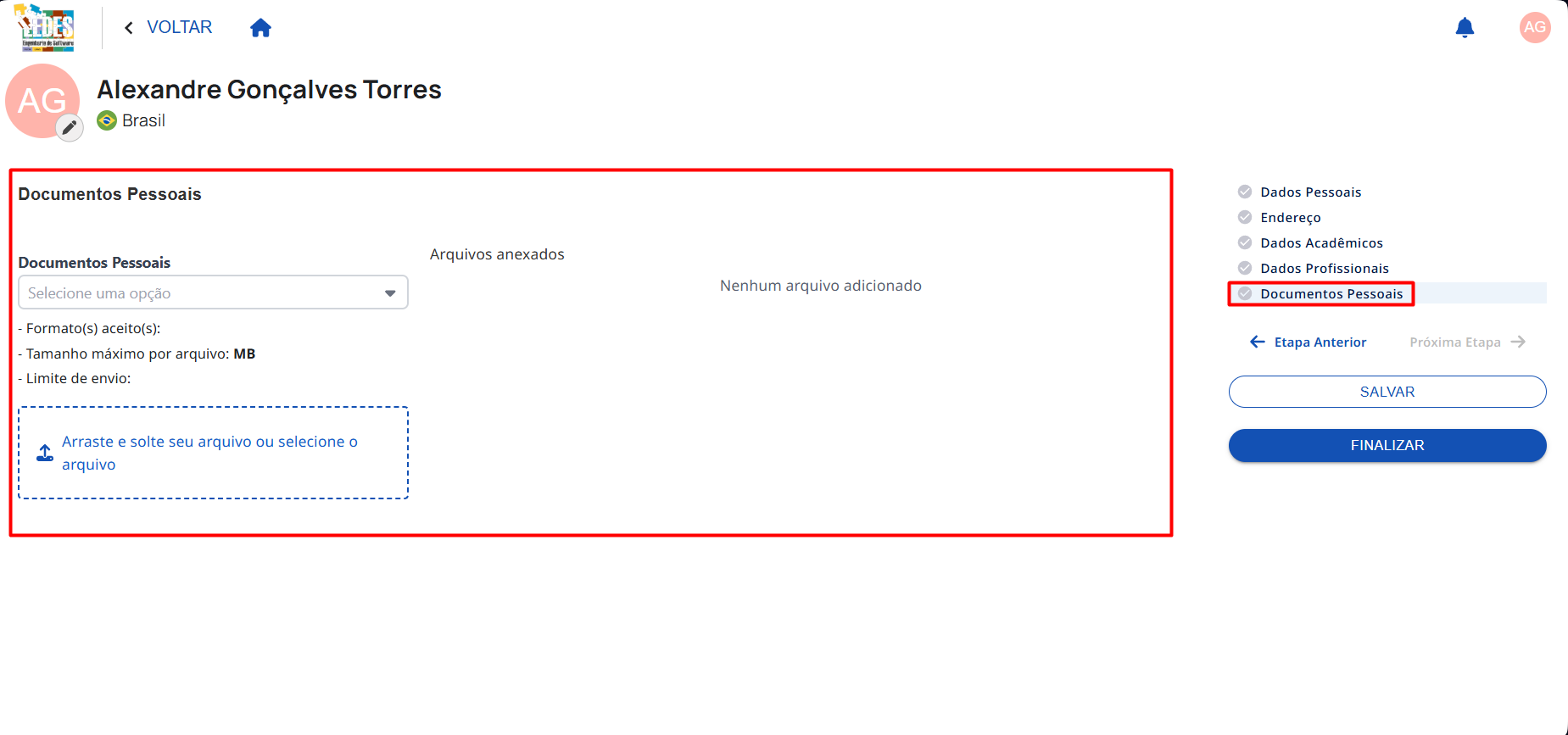Documentos pessoais