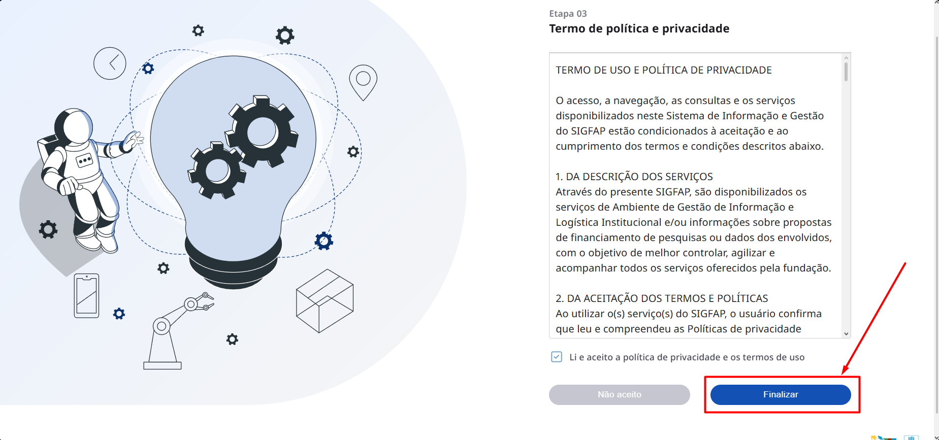 Finalizar cadastro