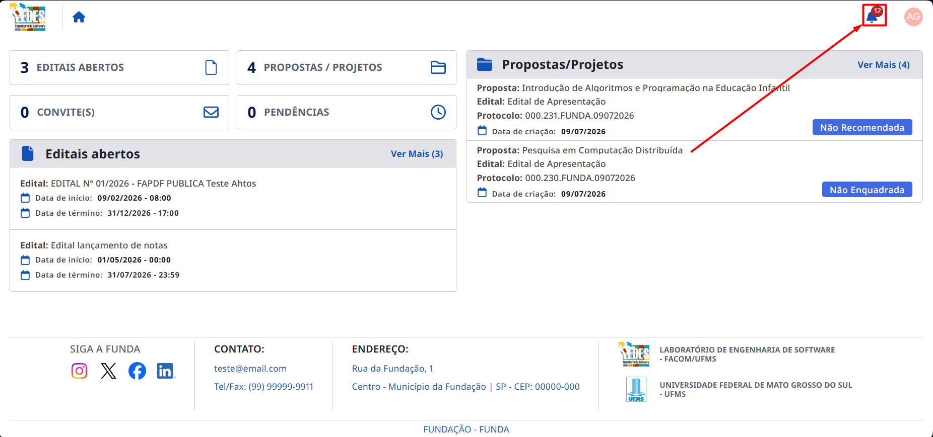Ícone de Notificações