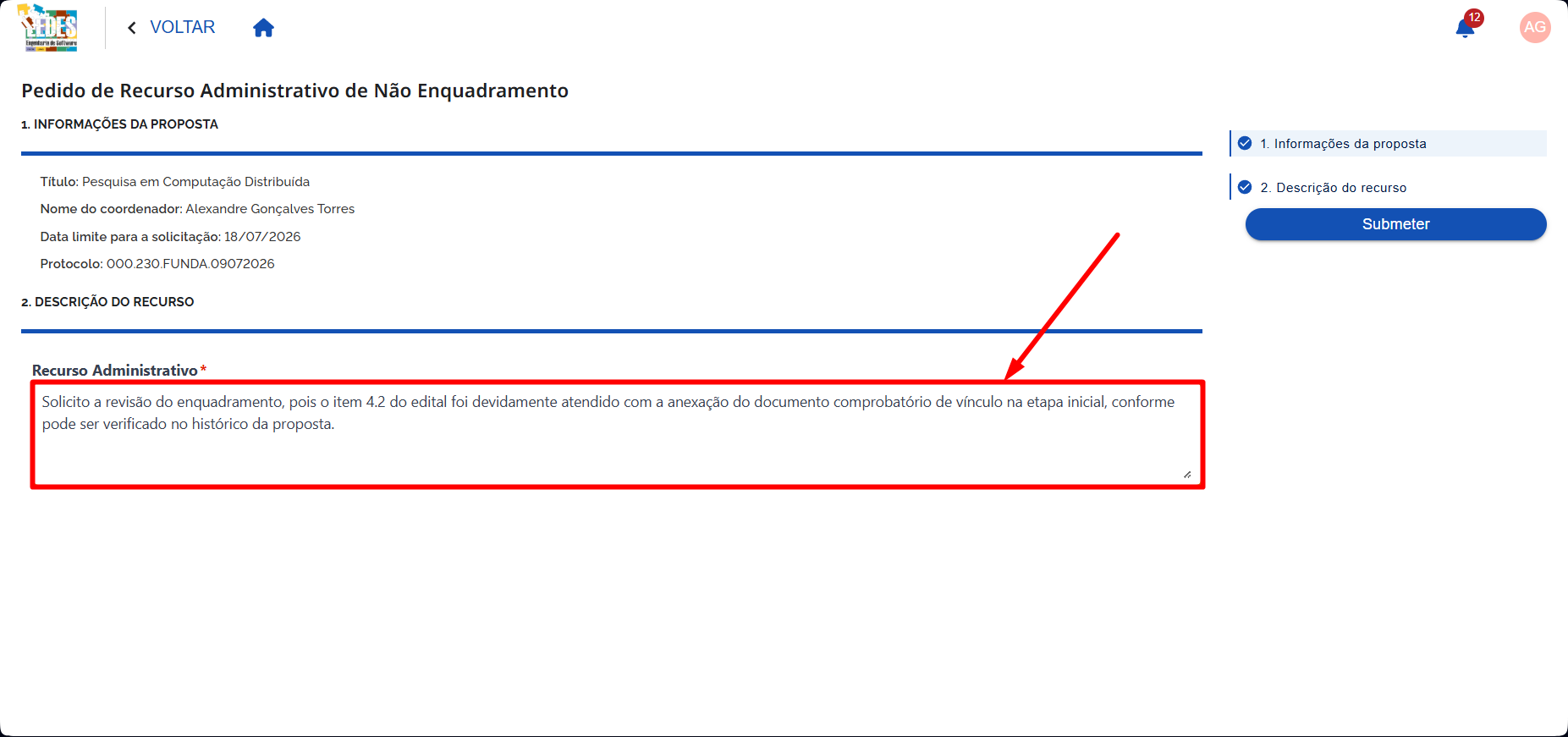 Descrição do recurso
